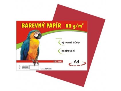 Barevný papír A4/100/80g-červený