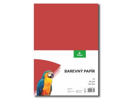 Barevný papír A3/100/80g-červený (Balení Paleta)