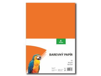 Barevný papír A3/100/80g-oranžový (Balení Paleta)