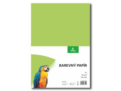 Barevný papír A3/100/80g-zelený světle (Balení Paleta)