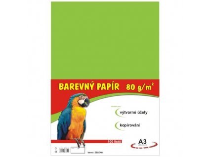 Barevný papír A3/100/80g-zelený světle