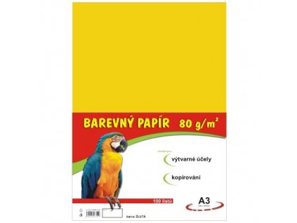 Barevný papír A3/100/80g-žlutý