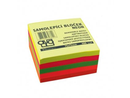 Bloček samolepicí AURO  75x75mm /400 listů neon barevný