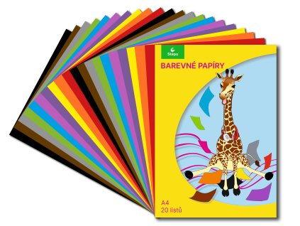 Složka barevných papírů - mix barev, A4, 80g (20 listů)