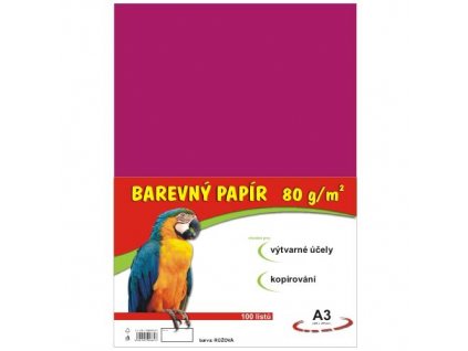 Barevný papír A3/100/80g-růžový