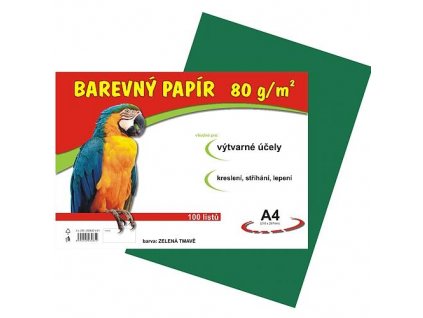 Barevný papír A4/100/80g-zelený tmavě