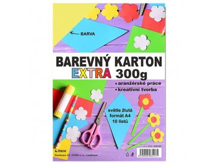 Barevný karton EXTRA 300g A4/10listů - světle žlutý