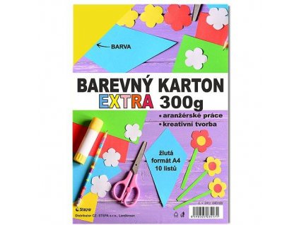 Barevný karton EXTRA 300g A4/10listů - žlutý