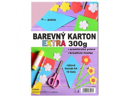 Barevný karton EXTRA 300g A4/10listů - růžový