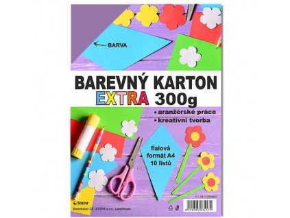 Barevný karton EXTRA 300g A4/10listů - fialový