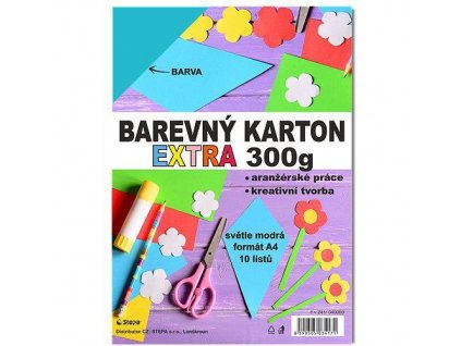 Barevný karton EXTRA 300g A4/10listů - světle modrý