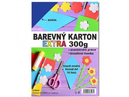 Barevný karton EXTRA 300g A4/10listů - tmavě modrý