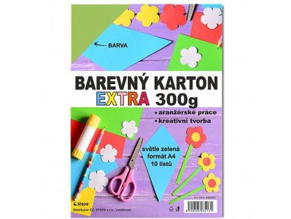 Barevný karton EXTRA 300g A4/10listů - světle zelený (Balení Paleta)