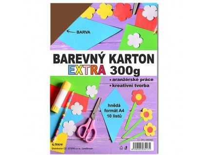 Barevný karton EXTRA 300g A4/10listů - hnědý