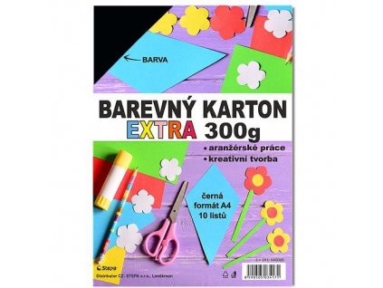 Barevný karton EXTRA 300g A4/10listů - černý