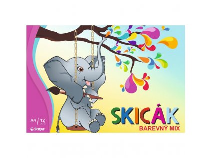 Skicák - barevný mix, A4 (12 listů)
