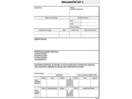 Reklamační listy A5 propis PM 118