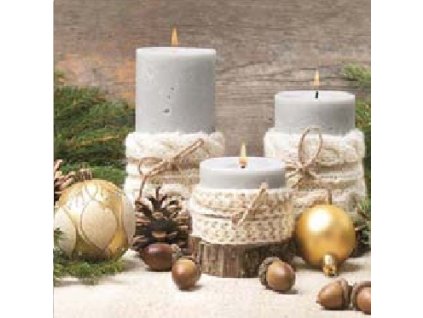 Ubrousky STIL 33x33cm vánoční  motiv 470 svíčky přírodní