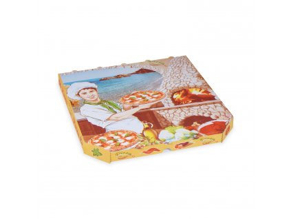 Krabice na pizzu z vlnité lepenky 33 x 33 x 3 cm [100 ks]