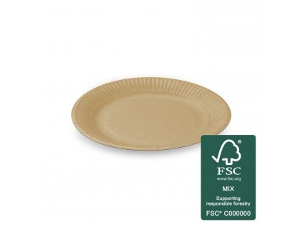 Papírový talíř (FSC Mix) nepromastitelný kraft Ø18cm [100 ks]