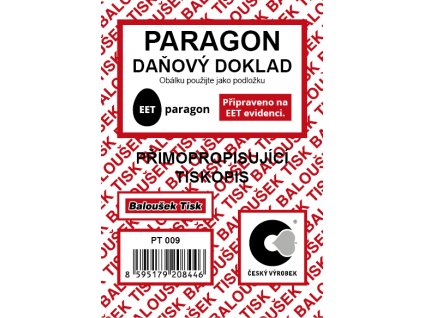 Paragon - daňový doklad A7 - EET PT009