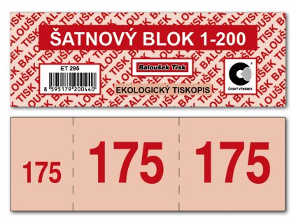 Šatnové bloky 1-200 čísel ET295