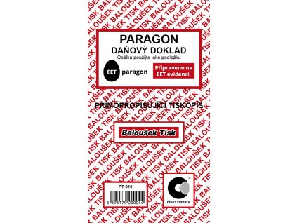 Paragon - daňový doklad - EET PT010
