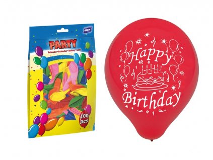 Balónek nafukovací standard 23cm Happy Birthday mix