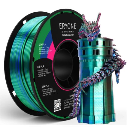 FILAMENT ERYONE / PLA SILK / TRIPLE - COLOR / ČERVENÁ - MODRÁ - ZELENÁ / 1,75 MM / 1 KG