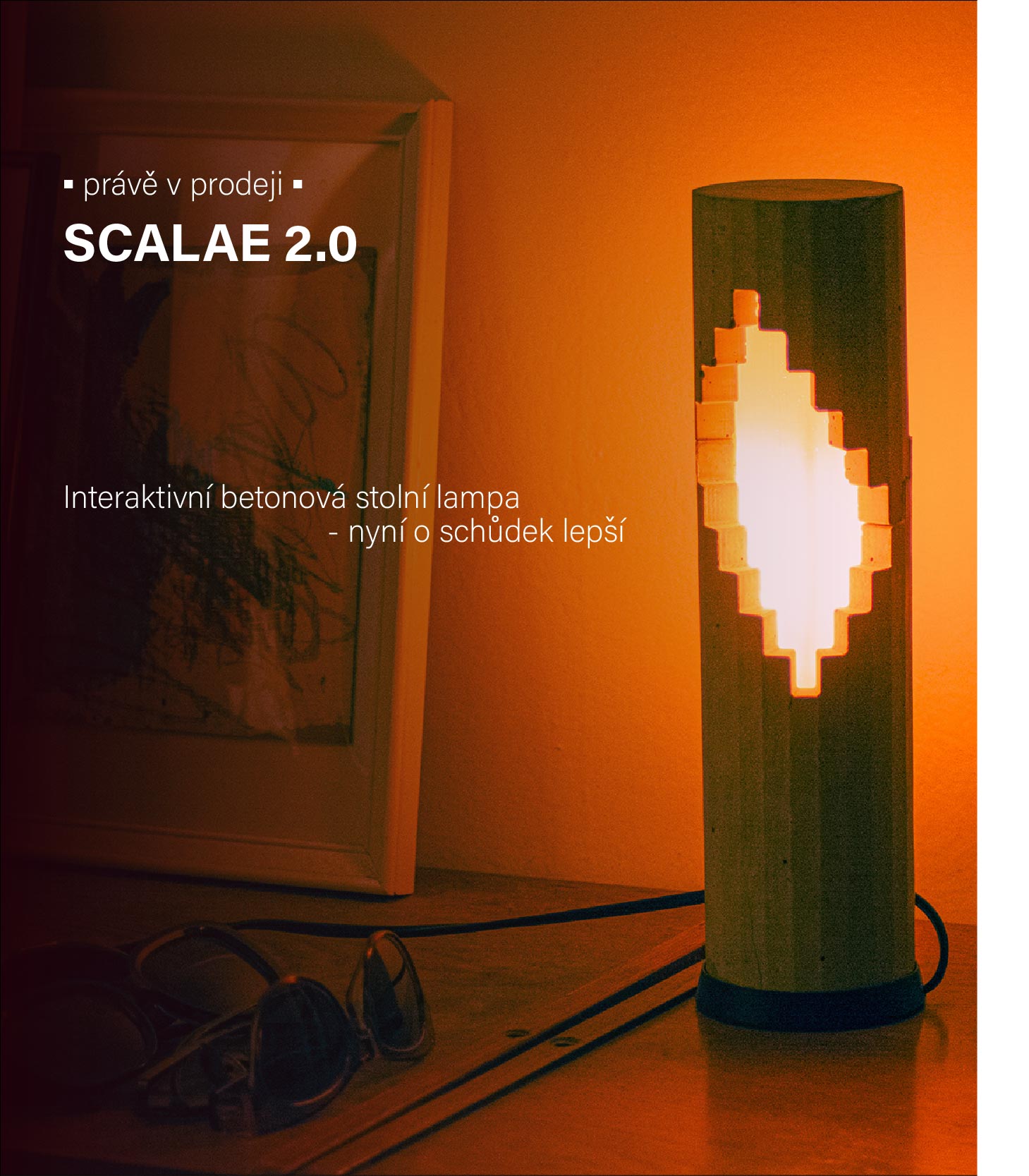 Scalae 2.0 betonová interaktivní stolní lampa právě v prodeji - nyní o schůdek lepší