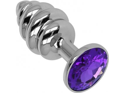 tvarovaný anální kolík s krystalem fialový koncový krystal