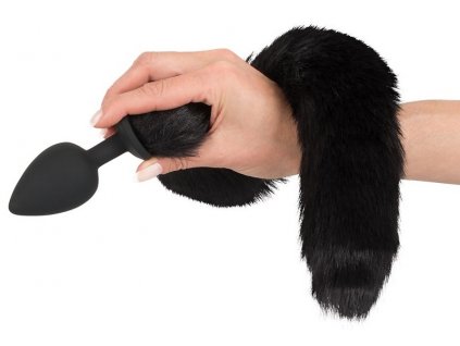 anální kolík s černým kočičím ocasem zúžená špička