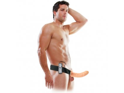 Návlek na penis s vibračním dildem ( 20 cm)