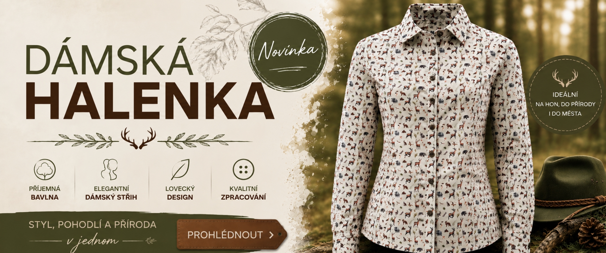 Halenka dámská lesní motiv