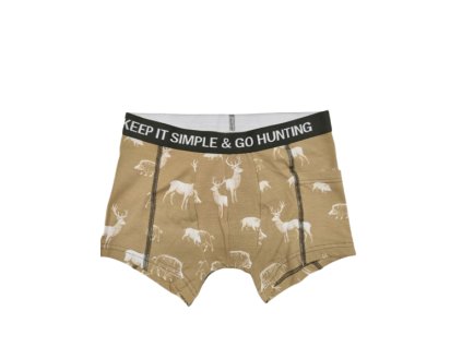 Boxerky s loveckým motivem a kapsičkou