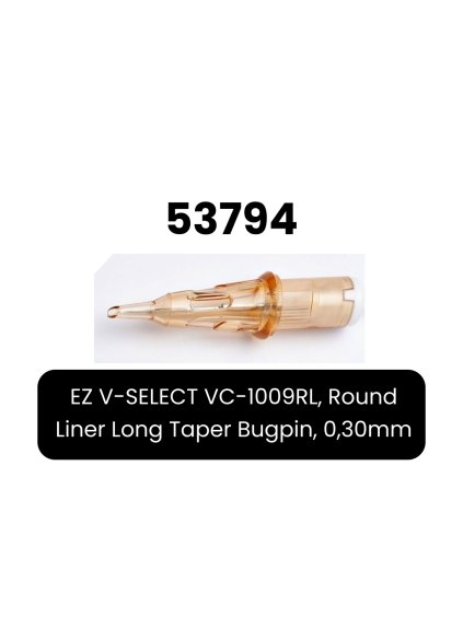 EZ Tattoo Supply EZ V-SELECT Round Liner :: EZ V-SELECT VC-1009RL, Round Liner Long Taper Bugpin, 0,30mm