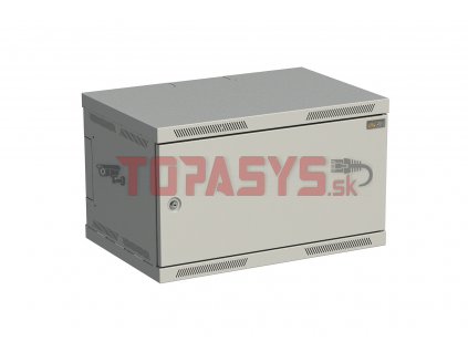 Rozvaděč nástěnný SENSA 6U 400mm, dveře plech, RAL 7035, SENSA-6U-64-21-G