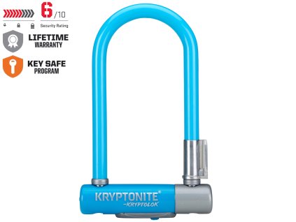 002017 KryptoLok Mini 7 Color Series Blue U Lock Front facing