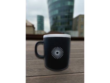 Ceramic mug TUL black with white rim