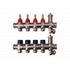 Nerezový rozdělovač průtokový  s uzav. ventily 10 okruhů