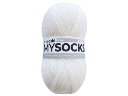 01. Bílá klubko Myboshi příze Mysocks Weiß