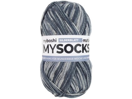 Stříbrný list klubko Myboshi příze Mysocks merino Silberblatt