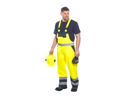 S489 - Zateplené reflexní laclové kalhoty,  žluté