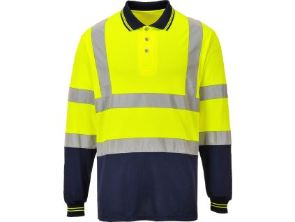 S279 - Polo triko dvoubarevné s dlouhými rukávy, žluté