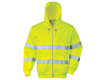 B305 - HiVis mikina se zipem a kapucí