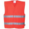 C474 - Reflexní vesta s dvěma pruhy, červená