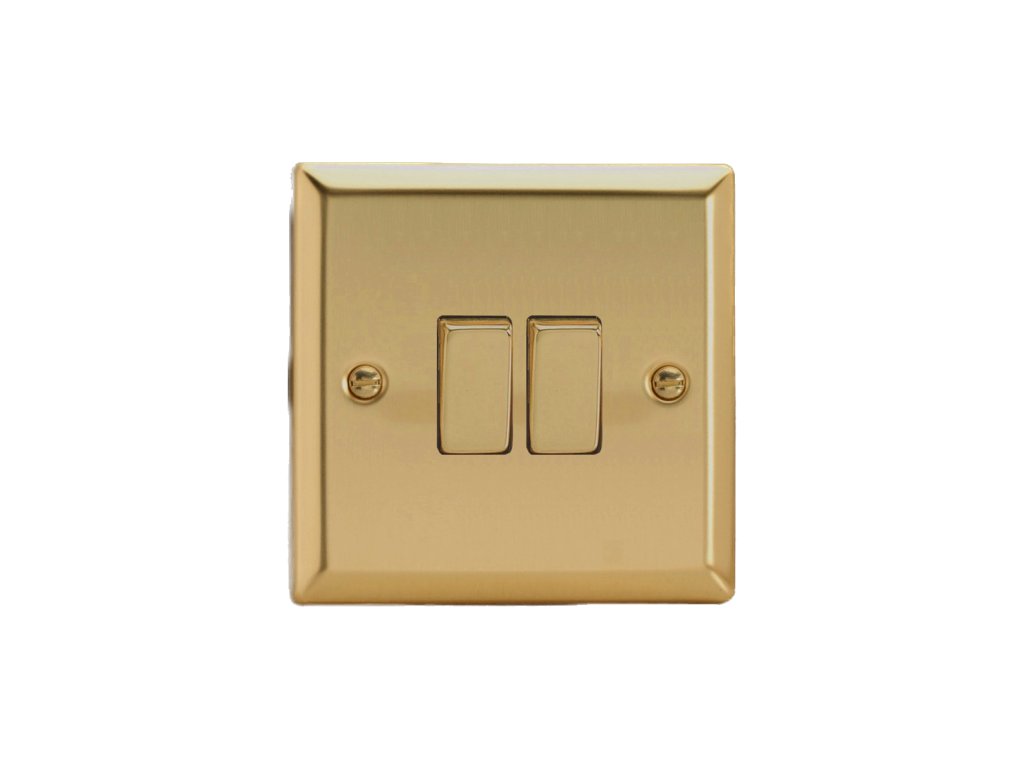 Designový vypínač Kolébkový vypínač ROCKER - 2-modulový křížový (č.7) 10A 1-pólový KLASICKÉ - leštěná mosaz / mosazné kolébky, XV2D