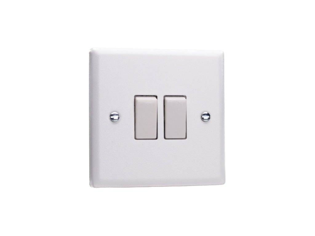 Designový vypínač Kolébkový vypínač ROCKER - 2-modulový schodišťový (č.6); jednosměrný (č.1) 10A 1-pólový KLASICKÉ - křída bílá / bílá, XY2W.CW