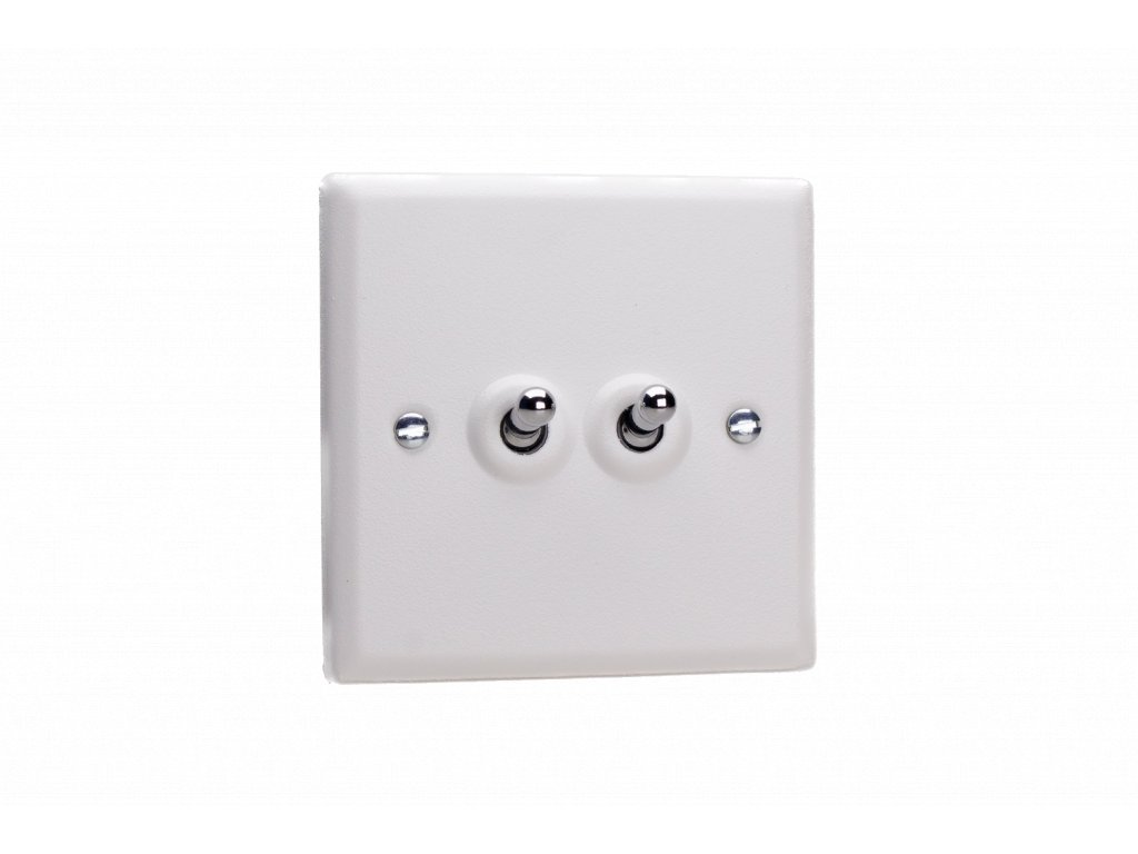 Designový vypínač Páčkový vypínač TOGGLE - 2-modulový křížový (č.7) 10A 1-pólový KLASICKÉ - křída bílá / chrom, XYT2.CW