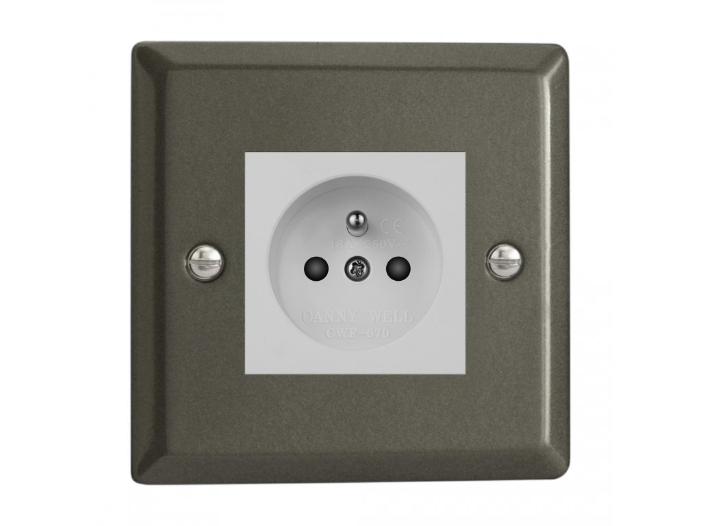 Klasický - Grafit 21 1-Síťová zásuvka MAINS SOCKET - PIN CZ modul 16A do rámečků DataGrid (2 místa) - černá (Barva vnitřku Bílá, Verze Česká)